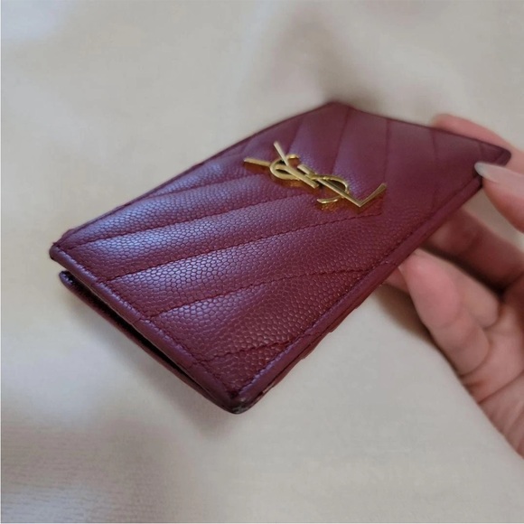 Yves Saint Laurent Burgundy Card Holder - Picture 4 of 11